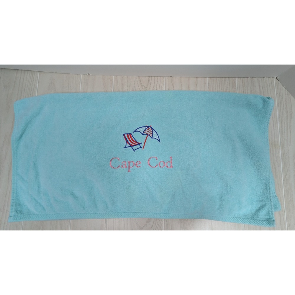 Ben Kaufman Beach Towel Aqua Blue Cape Cod Embroidered‎ Beach Chair Umbrella